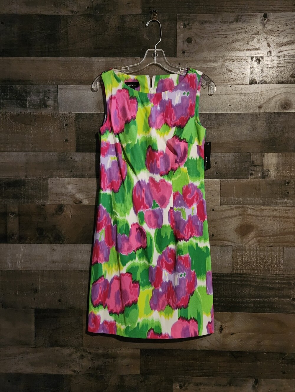 Alyx Green Shift Dress with Pink and Purple Floral Print - NWT Size 8
